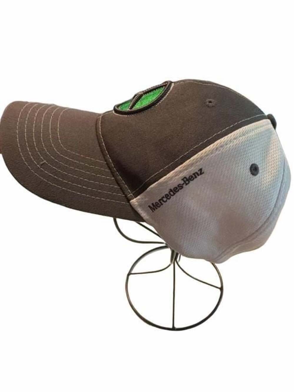 Mercedes-Benz Adjustable Baseball Hat Grey and White Mesh with Green Logo - Picture 2 of 4